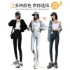 The 2022 new style of grey threaded leggings with studs for women's spring and autumn wear. They are thin, high-waisted, slimming, and long Johns worn inside details Picture